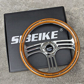 Wholesale Universal Carbon Fiber Steering Wheel Chrome 3 Spoke W-Power Racing Car Steering Wheel for Auto Interior Modification