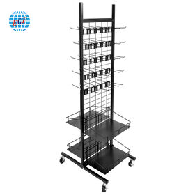 Retail Stationery Sticker Greeting Card Toy Jewelry Phone Accessories Metal Hook Basket Mesh Display Rack Stand