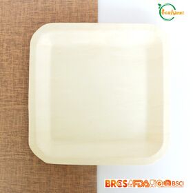 En gros Écologique Jetable En Bois Grande Plaque Carrée Biodégradable Compostable Plateau De Service Alimentaire