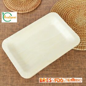 Platos disponibles respetuosos del medio ambiente para el banquete de boda de catering Placa rectangular de madera biodegradable compostable al por mayor