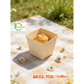 Gobelets à Charcuterie Jetables en Bois Biodégradable et Compostable de 45 mm, Écologiques pour Café, Traiteur, Dessert, Fête, Événements