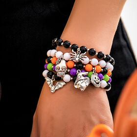 SISSLIA 5pcs Multi-layer Bracelet Halloween Grimace Beaded Bracelet Skeleton Witch Pendant Beads Bracelet
