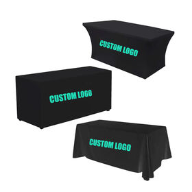 Custom Logo Trade Show Table Cover with Full Color Sublimation 6ft 8ft Fitted Stretch Tablecloth for Advertising Promotion Event