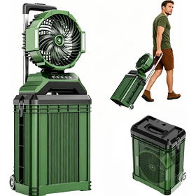 Misting Bucket Fan Portable 30000mAh Rechargeable Mister Fan with Retractable Handle & Oscillating Camping Fan (Green)