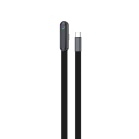 Kabel Pengisian Cepat 240W Desain Baru 2026, Kabel Data USB Tipe C Datar Lampu RGB 90 Derajat untuk Perjalanan Darat