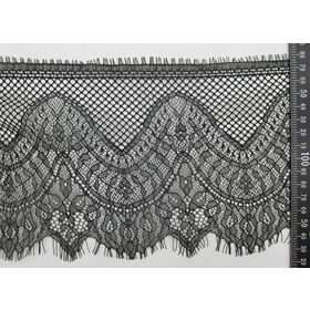 Venta al por mayor solo lado festoneado pestañas encaje ajuste 13cm ancho mezcla de algodón Oeko-Tex certificado para vestidos de novia y ropa