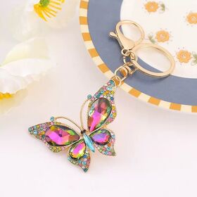 CK235 European and American Fashion Color Diamond Butterfly Keychain Creative Butterfly 3D Key Chain