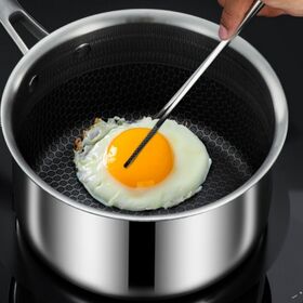 316 Stainless Steel 5-layer Extra Thick Milk Pot, Composite Bottom Non-stick Honeycomb Pot, Baby Food Milk Pot with Solid Steel