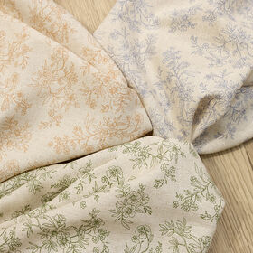 Retro-style floral printed fabric, linen-cotton blended woven fabric for clothing, floral fabric for women's cheongsam and Hanfu