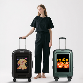 20-Zoll-Reisekoffer mit Bluetooth-LED-Anzeige, intelligenter Bildwechsel-Funktion, abnehmbaren Universalrädern und Aluminiumrahmen