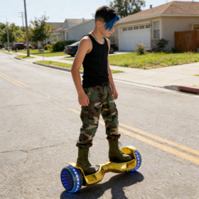 Certificado Hoverboard con ruedas iluminadas LED brillante, acabado metálico de oro, inteligente auto-equilibrio Scooter eléctrico para niños