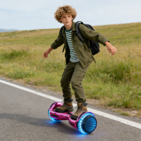 Hoverboard metálico con ruedas de luz LED | Scooter eléctrico autoequilibrado certificado de 6,5 "para adolescentes para montar a caballo de aventura