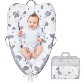 Space & Leaf Print Infant Nest Bed for 0-12 Months, Customisable Baby Pillows