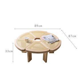 2026 OEM sala de estar creativa flor forma ratán escritorio madera mesa café