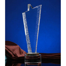 Clear Crystal Golf Trophy with Custom Engraving Options