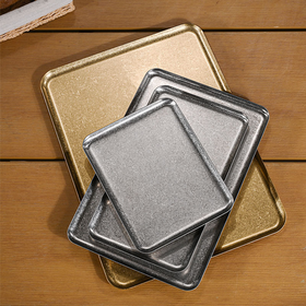 ODM, Piring makan persegi stainless steel gaya retro, piring barbekyu, piring goreng, piring kue camilan, nampan, peralatan makan, dapat disesuaikan