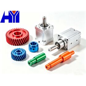 OEM ODM Suku Cadang Berwarna Kustom untuk Otomatisasi Industri | Komponen Roda Gigi Heliks & Poros Aluminium Anodized Mesin CNC