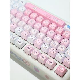 Teclado Mecânico PBT Dye-sublimation Perfil OEM Fofo em Forma de Coração para Gaming Racing RGB Gradiente Rosa Branco