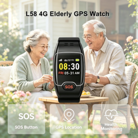 Gelang Pintar 4G SOS untuk Lansia dengan Lokasi GPS Darurat untuk Pemantauan Jarak Jauh Detak Jantung dan Alarm Jatuh di Luar Ruangan