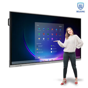 Tableau Blanc Interactif Multifonctionnel, Haute Sensibilité Tactile au Doigt et Écriture au Stylet, Double Système Android et Win11 Pro
