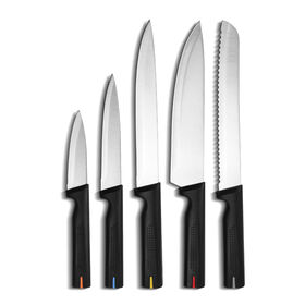 Set Pisau Dapur Stainless Steel 5 Buah Nyaman dengan Gagang PP, Pisau Dapur Serbaguna, Pisau Koki
