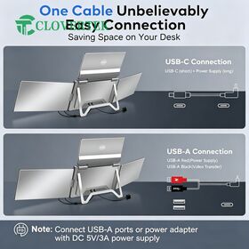 Extensor de Tela Tripla com Rotação de 180° | IPS 14" 1200P, Contraste 1000:1, Plug & Play