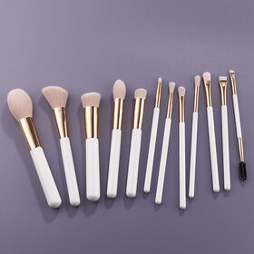 Factory Outlet 12pcs Vegan Cabelo Sintético Fundação Pó Private Label Atacado Custom Makeup Brush Set
