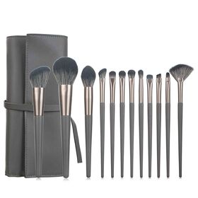 Melhor preço Elegante 12-Piece White Wood Handle Synthetic Hair Makeup Brush Set com Amostra Grátis Face Ferramentas de Sombra de Olho
