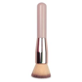 Pincel Kabuki Top Plano Rosa Único Design Inovador, Cerdas Sintéticas para Base de Maquiagem