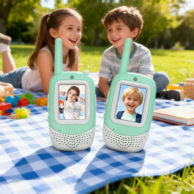 Walkie Talkie Video untuk Anak-anak - 2 Hijau, Walkie Talkie Anak dengan Efek Pengubah Suara & Stiker