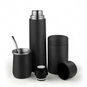 Set 3 Buah: Saringan Teh Stainless Steel, Botol Termos Vakum, Mug Kopi Insulasi dan Wadah dengan Sedotan untuk Perjalanan Rumah