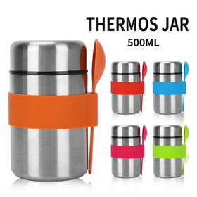 Botol Termos Makanan Stainless Steel Kualitas Tinggi Kustom untuk Anak-anak, Top Selling Children Lunch Thermal Cooker Jar dengan Sendok