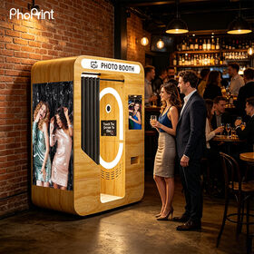 Vintage madeira auto serviço Photo Booth Selfie passaporte fechado Photo Booth para eventos do partido e Shopping Center