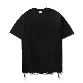 L'été nouveau lâche décontracté déchiré en détresse déchiré T-shirt noir hommes