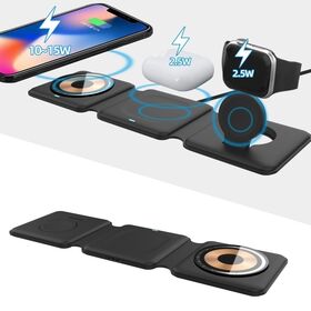 Custom Desktop Earbuds Watch Mobile Phone Use Mini Fast Charging Foldable 15w Portable 3 in 1 Magnetic Fast Wireless Charger Pad