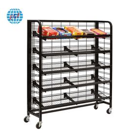 Floor Standing Metal Mobile Display With 5 Shelves and Casters