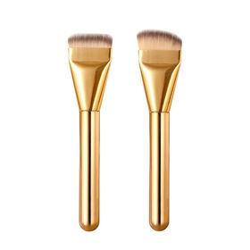Baixo preço Liquid Foundation Brush Vegan Synthetic Angled Head Gold Applicator Liquid BB Cream Makeup Brush