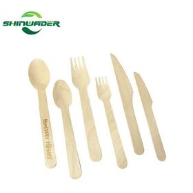 Eco-friendly Factory Direct Sale Biodegradable Birch Wood Factory Price Custom Printed Logo Wooden cutlery