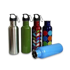 Customized Aluminum Water Bottles with Screw PP Cap, Various Logos and Designs are Welcome