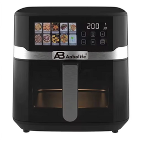 Anbolife nuevo arriva barato pantalla LED y pantalla táctil con menús multifuncionales freidora de aire digital con una sola olla 8L y visible