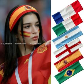 Atacado Faixa de Cabeça Elástica de Poliéster com Bandeira Nacional para Fãs de Esportes da Copa do Mundo