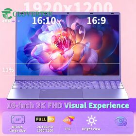 Laptop 16" 2K FHD, Prosesor Intel N95, RAM LPDDR5 12GB, SSD NVMe 1TB