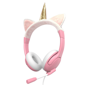 Peludo Carton Ear Kids Wired Gaming Headsets , Durable Headest Estrutura Design, volume 85db limitado para a escola boy &amp; girl