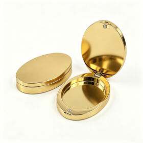 Estojo Oval de Metal Dourado para Bálsamo | Lata Personalizada para Armazenamento de Perfume Sólido