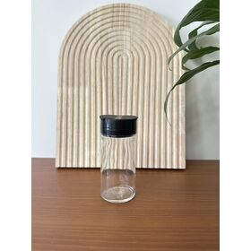 Straight Cylinder Spice Jar with Dual Flapper Lid, Glass Salt and Pepper Shaker for Dry Herb