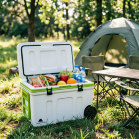 56L Heavy-Duty Long-Term Cooling Cooler Box With Wheels & Handle Durable Ice Chest For Camping Hiking