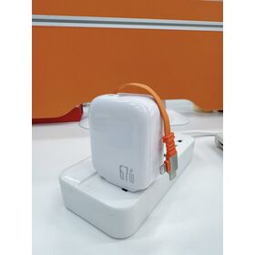 The pd67w gallium nitride charging head is compatible with iPhone, Android, and multi-port pd67w retractable cord chargers.