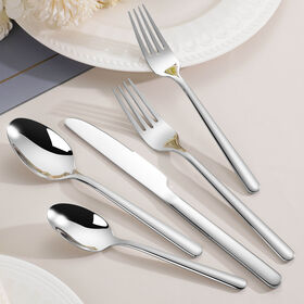 Wholesale Food Grade Silverware Spoon Fork Knife 5pcs Stainless Steel Flatware Wedding