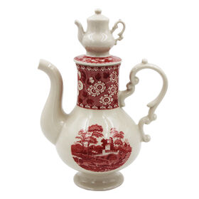 Pichet à Lait en Céramique Art Déco, Service à Café et Thé, Pot à Sucre, Pot à Lait avec Décalcomanie Intégrée, Motif Paysage Champêtre, pour Café