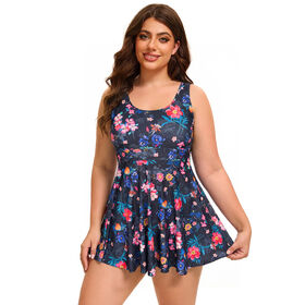 Plus Size Saia Impressão Floral One Piece Swimsuit Mulheres Conservador Tummy Control Emagrecimento Europeu American Swimwear Atacado
